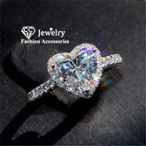 Heart Rings for Women Silver Color Wedding Engagement Bridal Jewelry Cubic Zirconia Stone